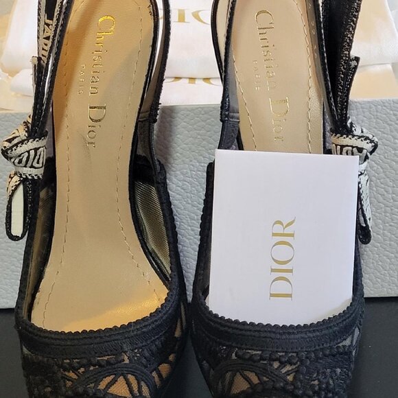 DIOR J'ADIOR Lace Mesh Slingback Pumps US Size 6.5 - Picture 5 of 10